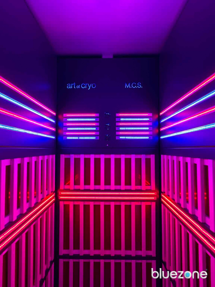 MCS Light Therapy chamber with coloured LED lights at Bluezone Mallorca